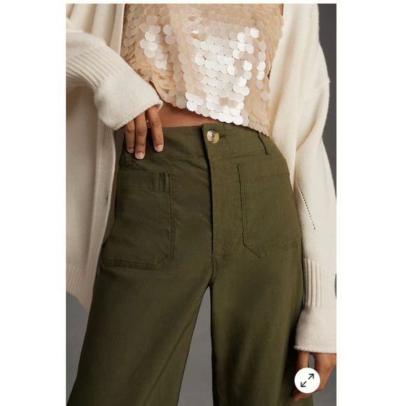 Anthropologie The Colette Cropped Wide-Leg Pants by Maeve 29 - Picture 2 of 6